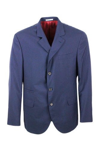 Button Jacket Unlined In Fresh Wool Canvas - Brunello Cucinelli - Modalova