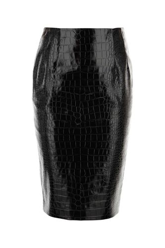 Versace Black Leather Skirt - Versace - Modalova