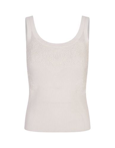 Ribbed Tank Top With Lace - Ermanno Scervino - Modalova