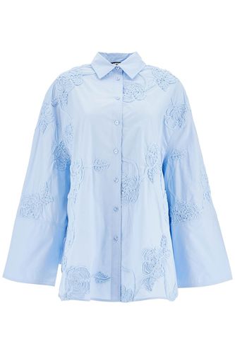 Light Blue Cotton Shirt With Embossed Floral Pattern - Rotate by Birger Christensen - Modalova