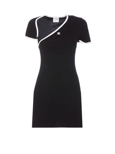 Asymmetric-neck Contrasted Trim Mini Dress - Courrèges - Modalova