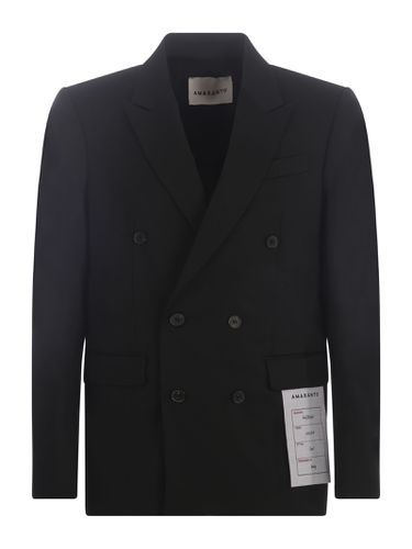 Double-breasted Jacket In Wool Blend - Amaranto - Modalova