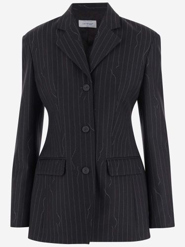 Single-breasted Wool-blend Pinstripe Blazer - Off-White - Modalova