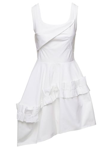 Mini Asymmetric Dress With Oversize Ruche In Cotton Woman - Alexander McQueen - Modalova