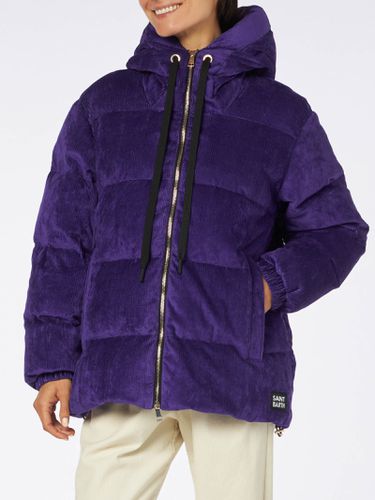 Woman Purple Corduroy Down Padded Jacket With Hoodie - MC2 Saint Barth - Modalova