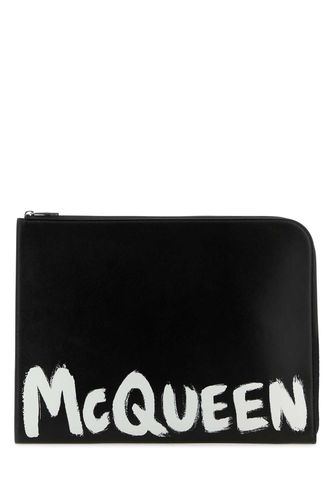 Black Leather Document Holder - Alexander McQueen - Modalova