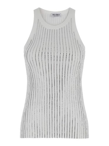 Tank Top With Rhinestone In Jersey Woman - The Attico - Modalova