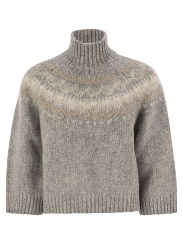 Jacquard High Neck Sweater In Alpaca, Wool And Micropaillettes - Peserico - Modalova