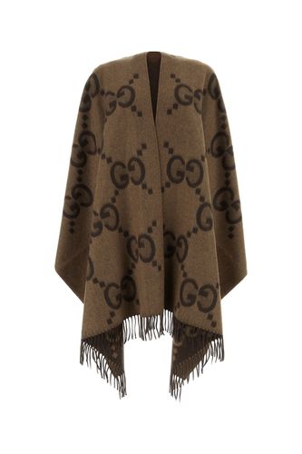 Embroidered Cashmere Reversible Cape - Gucci - Modalova