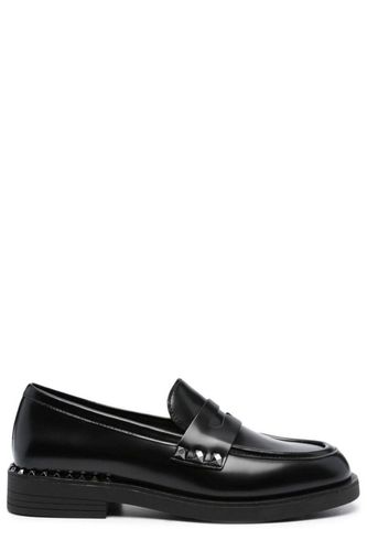 Studs Detailed Round Toe Loafers - Ash - Modalova