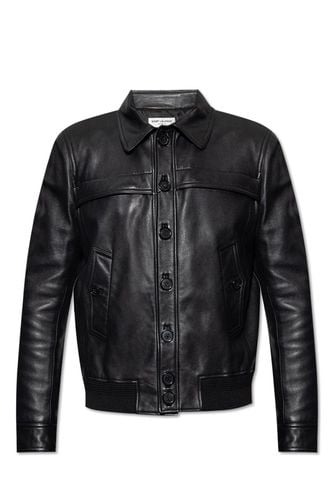 Button Up Leather Jacket - Saint Laurent - Modalova