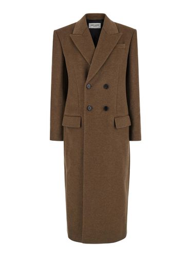 Mud Wool And Cashmere Coat - Saint Laurent - Modalova