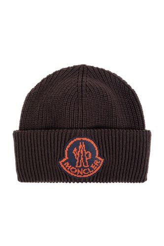 Moncler Logo Patch Ribbed Beanie - Moncler - Modalova