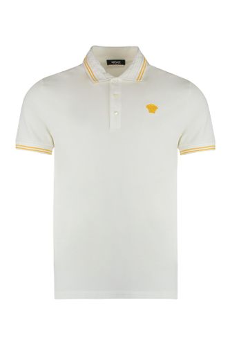 Short Sleeve Cotton Polo Shirt - Versace - Modalova