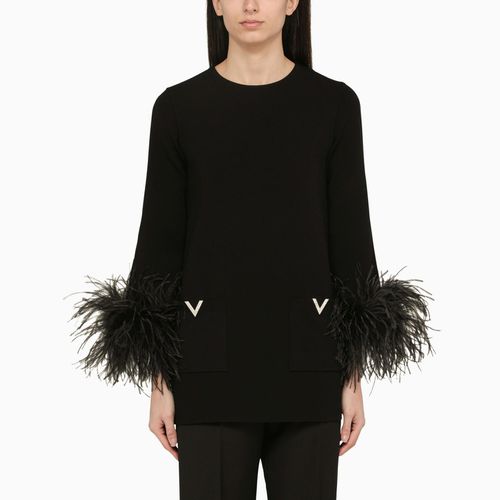 Black Viscose Feather Sweater - Valentino - Modalova