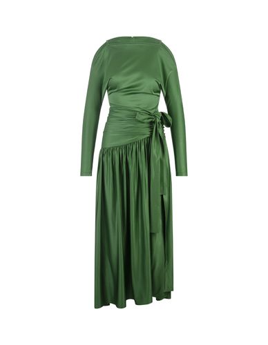 Green Satin Long Dress With Bow - Paco Rabanne - Modalova