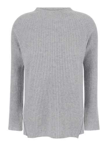 Grey Ribbed Sweater With U Neck In Knit Woman - TwinSet - Modalova