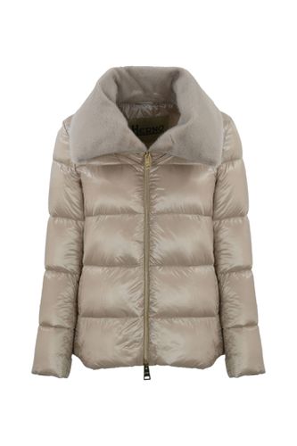 Quilted Down Jacket With Faux Fur - Herno - Modalova