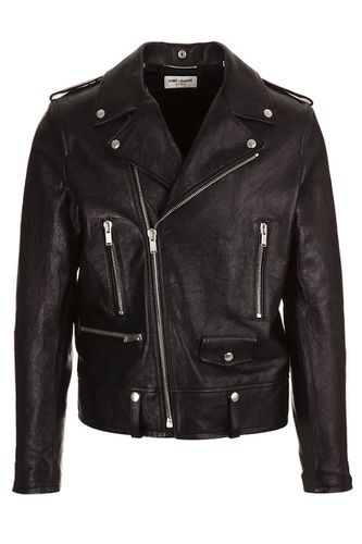 Leather Motorcycle Jacket - Saint Laurent - Modalova