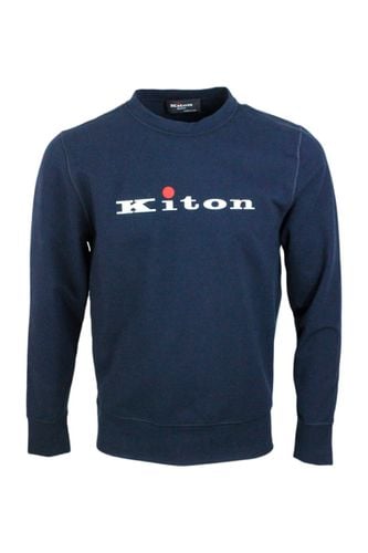 Crewneck Sweatshirt In Soft And Fine Long-sleeved Stretch Cotton With Logo Lettering On The Front - Kiton - Modalova