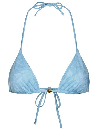 Barocco Light Blue Polyester Blend Bikini Top - Versace - Modalova
