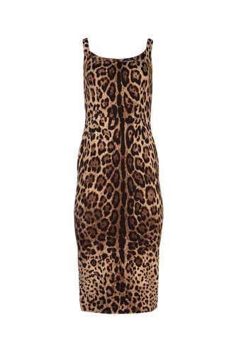 Leopard Print Fitted Midi Dress - Dolce & Gabbana - Modalova