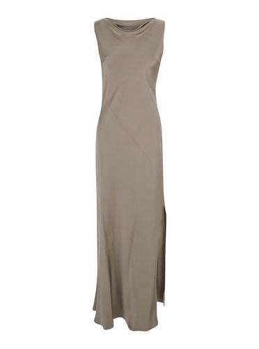 Montereal Grey Long Dress With Draped Neck In Satin Woman - Antonelli - Modalova