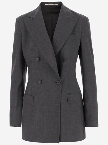 Stretch Wool Double-breasted Jacket - Tagliatore - Modalova