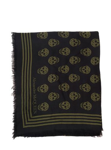 And Military Green Scarf With Skull And Logo Print In Modal Man - Alexander McQueen - Modalova