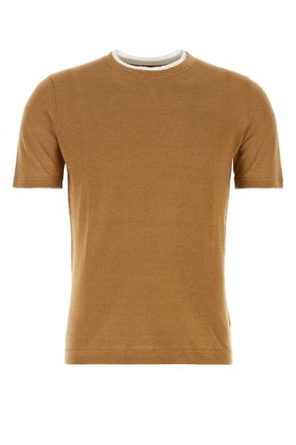 Caramel Linen Blend Fox T-shirt - Fedeli - Modalova