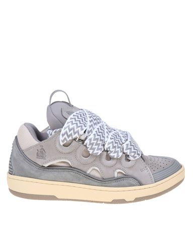 Curb Sneakers In Suede And Gray Fabric - Lanvin - Modalova