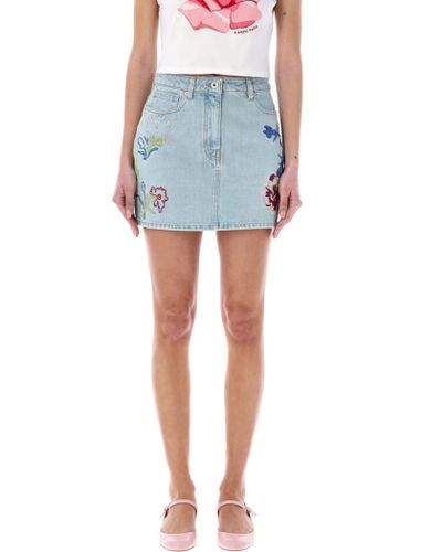 Drawn Flowers Denim Mini Skirt - Kenzo - Modalova