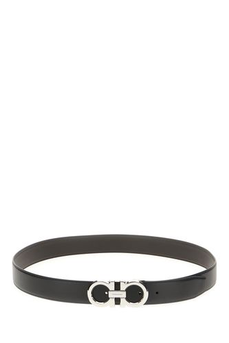 Black Leather Reversible Belt - Ferragamo - Modalova