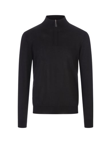 Dark Half-zip Favonio Pullover In Silk And Cashmere - Fedeli - Modalova