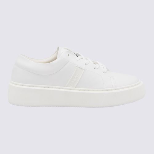 White Faux Leather Sporty Sneakers - Ganni - Modalova