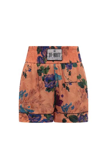 Camouflage Pajama Shorts With Floral Motif - Off-White - Modalova