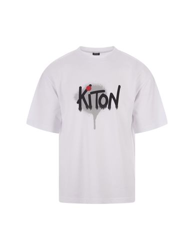 T-shirt With Graffiti Style Logo - Kiton - Modalova