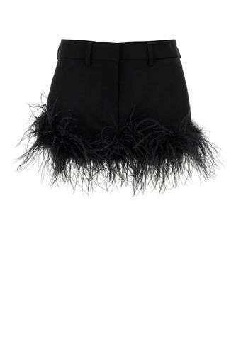 Black Stretch Wool Mini Skirt - Miu Miu - Modalova