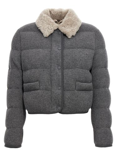 Outerwear In Virgin Wool With Sheepskin Collar - Brunello Cucinelli - Modalova