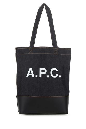A. P.C. Blue Denim And Leather Shopping Bag - A.P.C. - Modalova