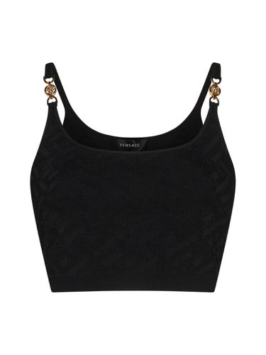 La Greca Knitted Cropped Top - Versace - Modalova