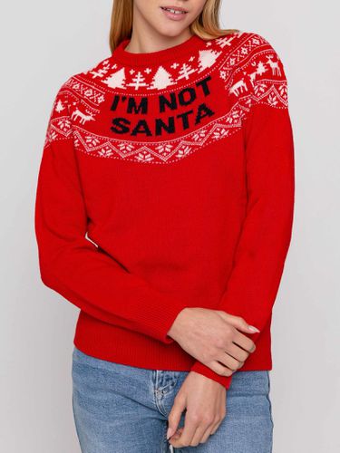 Woman Crewneck Sweater With Im Not Santa Jacquard - MC2 Saint Barth - Modalova