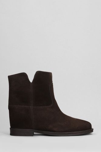 Ankle Boots Inside Wedge In Dark Brown Suede - Via Roma 15 - Modalova