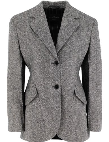 Slim Fit Blazer With Herringbone Pattern - Ermanno Scervino - Modalova