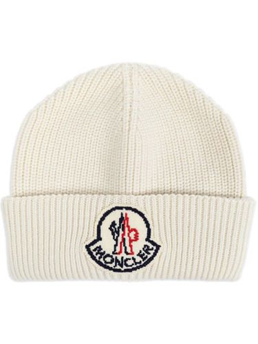 Ribbed Beanie With Logo - Moncler - Modalova