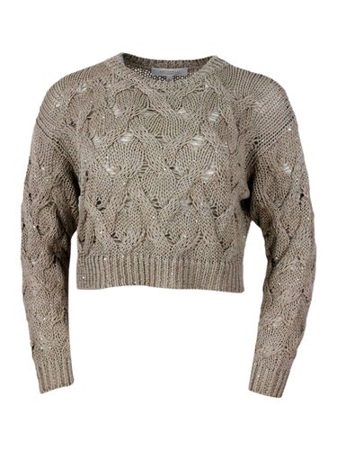 Long-sleeved Crew-neck Sweater With Braided Workmanship Embellished With Microsequins - Antonelli - Modalova