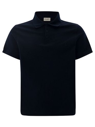 Polo Shirt With Embroidered Logo In Cotton Man - Saint Laurent - Modalova