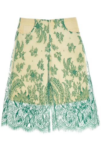 Mint Green Lace Shorts With Floral Embroidery - Christopher Esber - Modalova