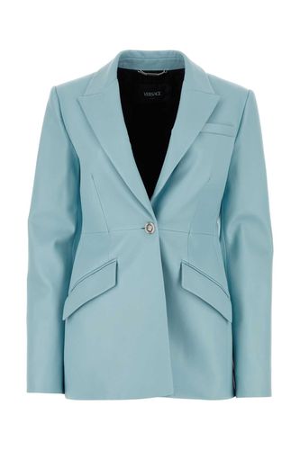 Versace Light-blue Leather Blazer - Versace - Modalova