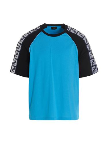 Bicolor T-shirt With Logo Stripe On The Sleeves - Fendi - Modalova